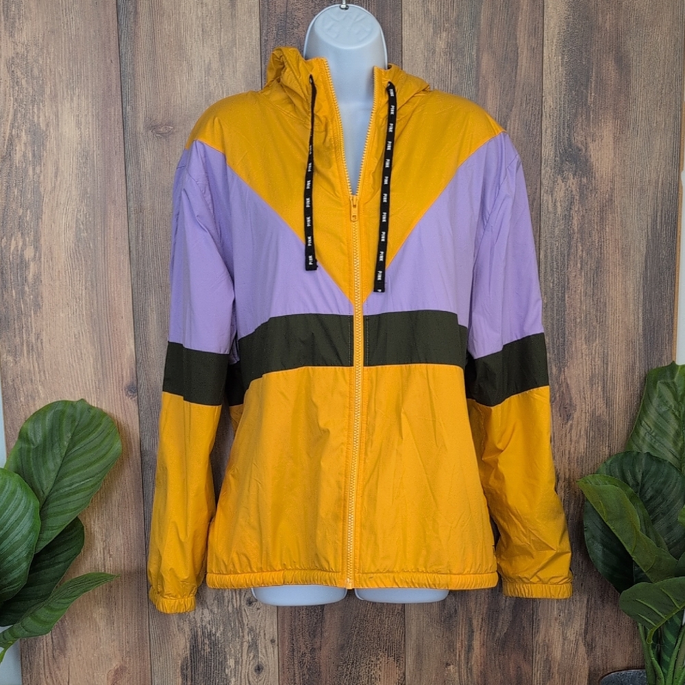 PINK Victoria's Secret Anorak Sherpa Lined Windbreaker Jacket M/L M635 - Picture 1 of 10